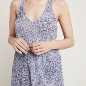 Anthropologie Shimmer Metallic Tank Top Lavender Purple Silver Blouse Small